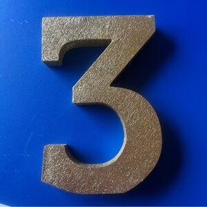 Gold Glitter Number 3 Decor